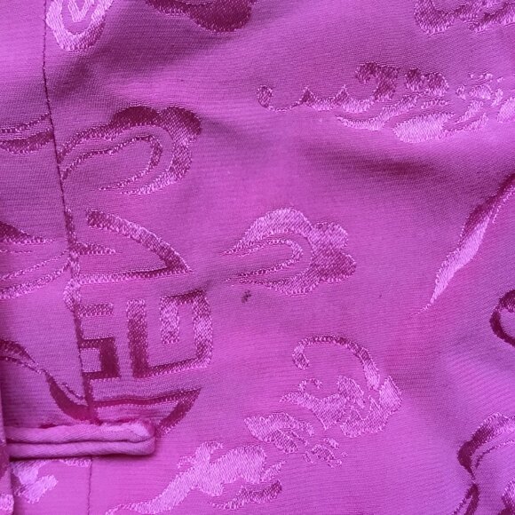 Dynasty Pink Quilted Puffer Asian Silk Mandarin Collar Frog Closure Jacket - Picture 10 of 12